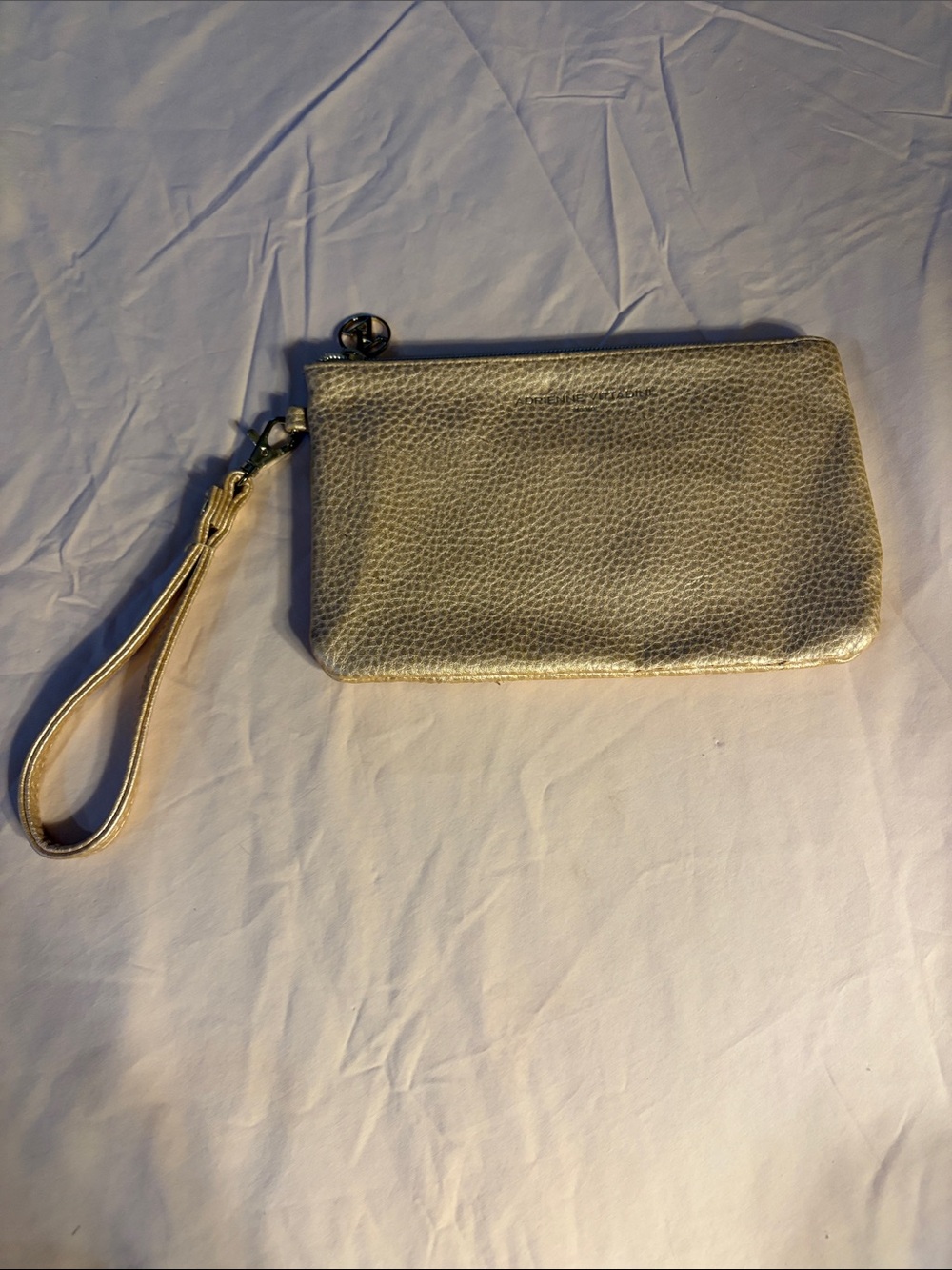 Adrienne Vittadini Gold Metallic Wristlet Clutch
